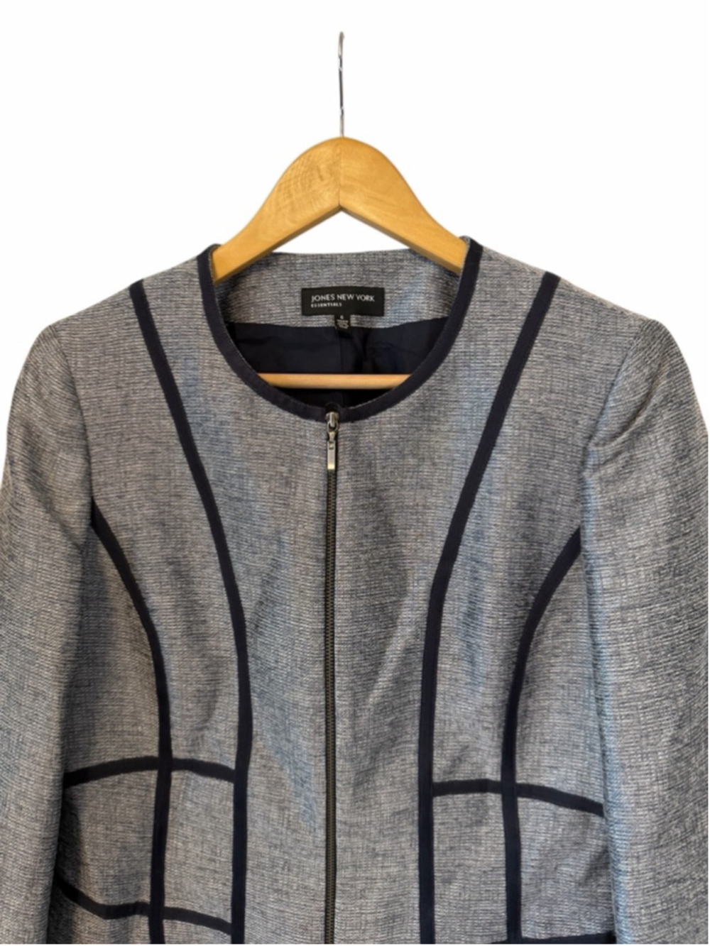 Jones New York Grey Zip Blazer Jacket Size 6 Structured Career - Picture 3 of 11